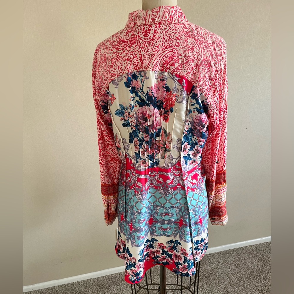 Aratta Silent Journey (Anthro) Boho Floral Tunic Top Size L